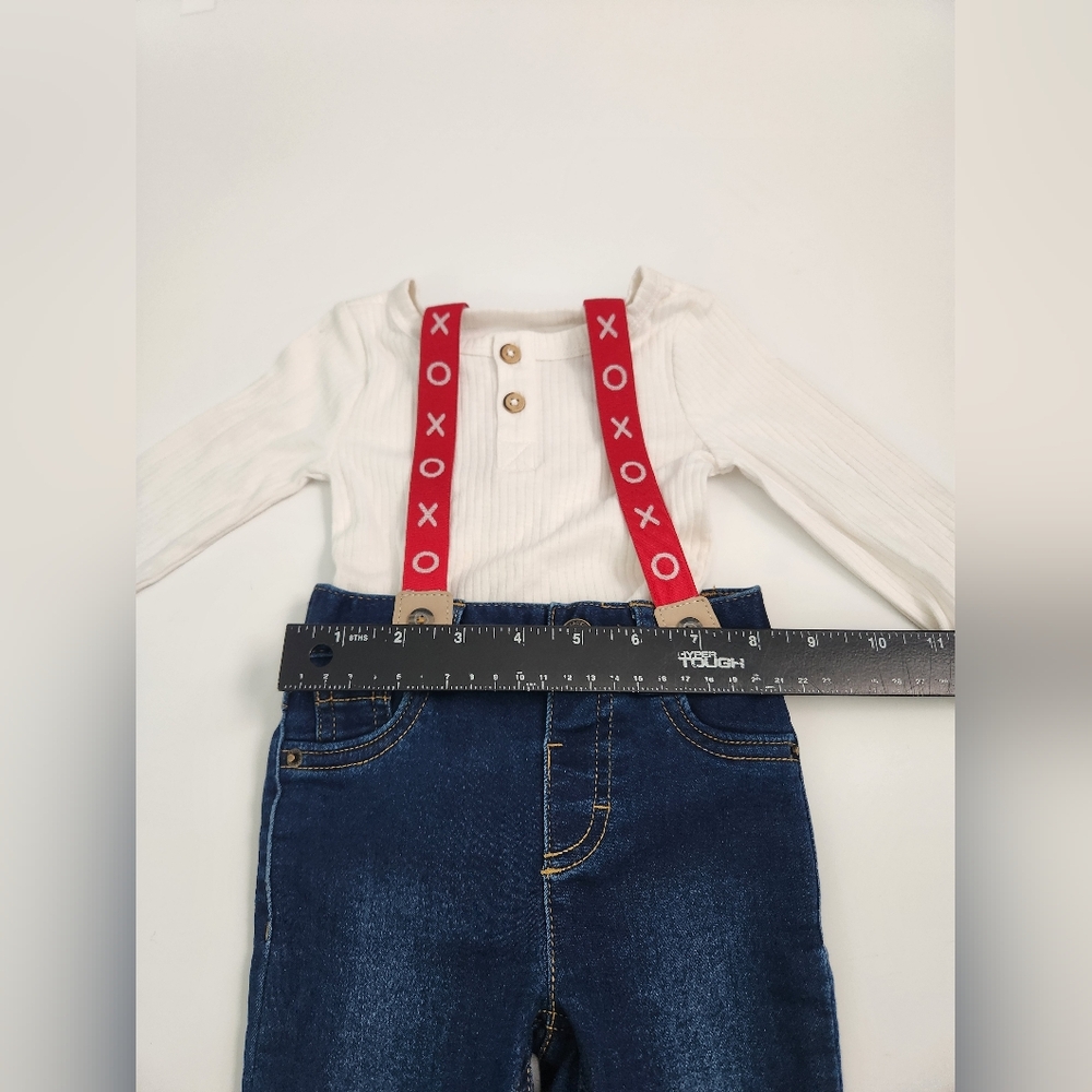 Cat & Jack Valentines set jeans and suspenders Size 3-6 Months NWT - Picture 4 of 8